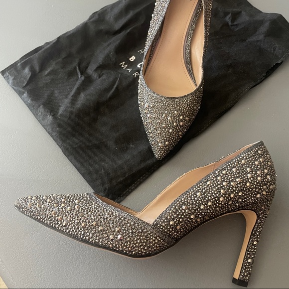 WHBM Hematite-Embellished High Heel Silver Jeweled Pumps - Picture 8 of 16